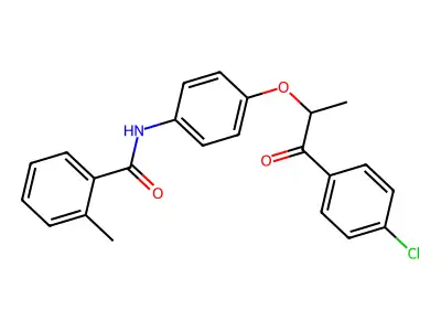 N-[4-[1-(4-chlorophenyl)-1-oxopropan-2-yl]oxyphenyl]-2-methylbenzamide structure