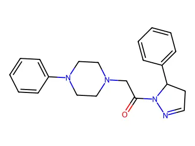 1-[2-oxo-2-(5-phenyl-4,5-dihydro-1H-pyrazol-1-yl)ethyl]-4-phenylpiperazine structure
