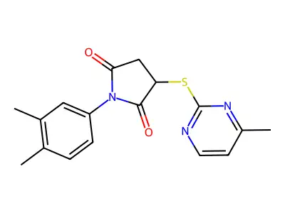1-(3,4-Dimethylphenyl)-3-[(4-methylpyrimidin-2-yl)sulfanyl]pyrrolidine-2,5-dione structure