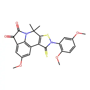 9-(2,5-dimethoxyphenyl)-2-methoxy-7,7-dimethyl-10-thioxo-9,10-dihydro-4H-isothiazolo[5,4-c]pyrrolo[3,2,1-ij]quinoline-4,5(7H)-dione structure