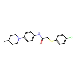 2-(4-chlorophenyl)sulfanyl-N-[4-(4-methylpiperidin-1-yl)phenyl]acetamide structure