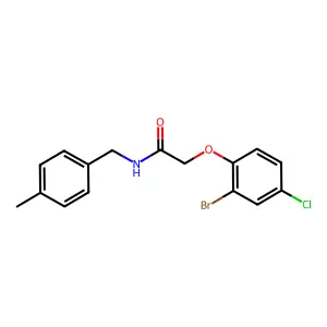 2-(2-bromo-4-chlorophenoxy)-N-[(4-methylphenyl)methyl]acetamide structure