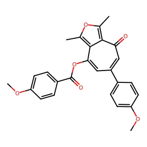 6-(4-methoxyphenyl)-1,3-dimethyl-4-oxo-4H-cyclohepta[c]furan-8-yl 4-methoxybenzoate structure