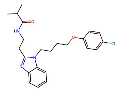 N-(2-{1-[4-(4-chlorophenoxy)butyl]benzimidazol-2-yl}ethyl)-2-methylpropanamide structure