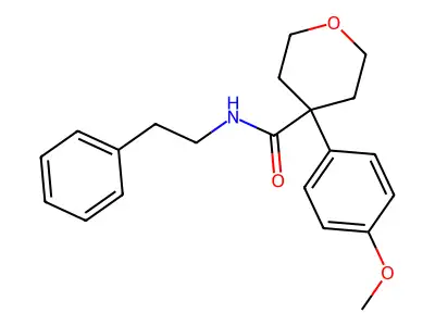 4-(4-methoxyphenyl)-N-(2-phenylethyl)oxane-4-carboxamide structure