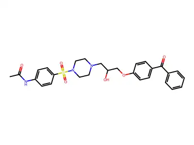 N-[4-({4-[3-(4-benzoylphenoxy)-2-hydroxypropyl]piperazin-1-yl}sulfonyl)phenyl]acetamide structure
