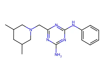 6-(3,5-Dimethyl-piperidin-1-ylmethyl)-N-phenyl-[1,3,5]triazine-2,4-diamine structure