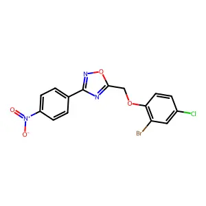 5-[(2-Bromo-4-chlorophenoxy)methyl]-3-(4-nitrophenyl)-1,2,4-oxadiazole structure