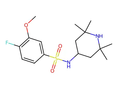 4-fluoro-3-methoxy-N-(2,2,6,6-tetramethyl-4-piperidinyl)benzenesulfonamide structure