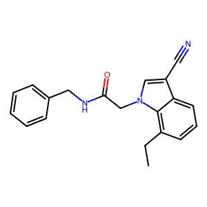 N-benzyl-2-(3-cyano-7-ethyl-1H-indol-1-yl)acetamide structure