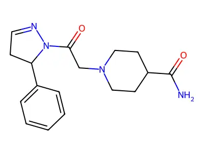 1-[2-oxo-2-(5-phenyl-4,5-dihydro-1H-pyrazol-1-yl)ethyl]-4-piperidinecarboxamide structure