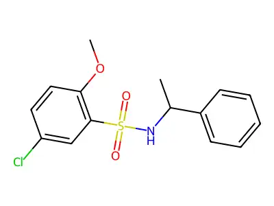 5-chloro-2-methoxy-N-(1-phenylethyl)benzenesulfonamide structure