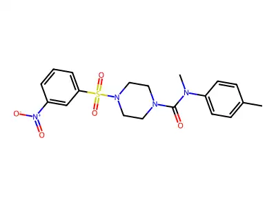N-methyl-N-(4-methylphenyl)-4-(3-nitrophenyl)sulfonylpiperazine-1-carboxamide structure