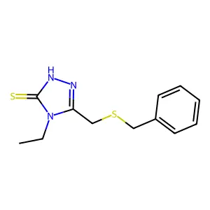3-(benzylsulfanylmethyl)-4-ethyl-1H-1,2,4-triazole-5-thione structure