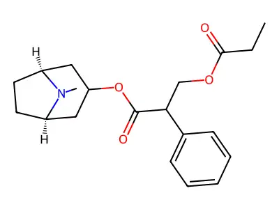 (8-Methyl-8-azabicyclo[3.2.1]octan-3-yl) 2-phenyl-3-propanoyloxypropanoate structure