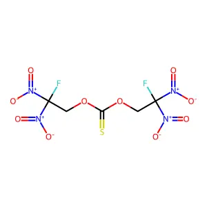 O,O-Bis(2-fluoro-2,2-bis(hydroxy(oxido)amino)ethyl) thiocarbonate structure