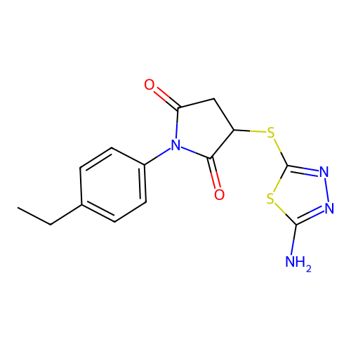 3-[(5-amino-1,3,4-thiadiazol-2-yl)sulfanyl]-1-(4-ethylphenyl)pyrrolidine-2,5-dione structure