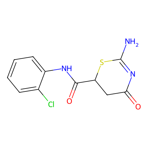 2-amino-N-(2-chlorophenyl)-4-oxo-5,6-dihydro-4H-1,3-thiazine-6-carboxamide structure