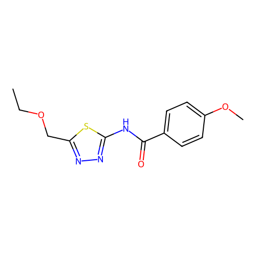 N-[5-(ethoxymethyl)-1,3,4-thiadiazol-2-yl]-4-methoxybenzamide structure