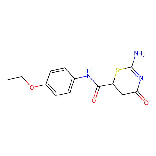 2-amino-N-(4-ethoxyphenyl)-4-oxo-5,6-dihydro-4H-1,3-thiazine-6-carboxamide structure