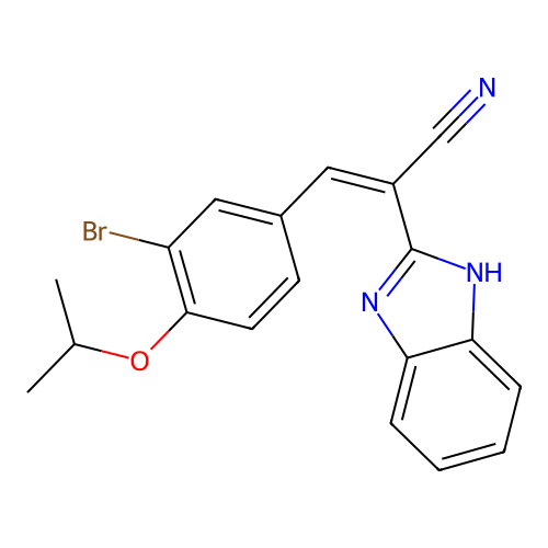 (Z)-2-(1H-benzimidazol-2-yl)-3-(3-bromo-4-propan-2-yloxyphenyl)prop-2-enenitrile structure
