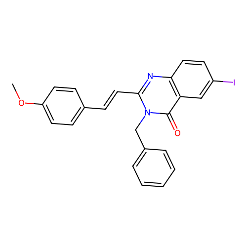 3-benzyl-6-iodo-2-[(E)-2-(4-methoxyphenyl)ethenyl]quinazolin-4-one structure