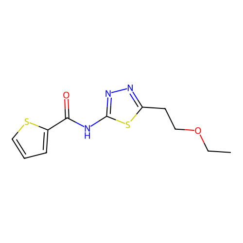 N-[5-(2-ethoxyethyl)-1,3,4-thiadiazol-2-yl]-2-thiophenecarboxamide structure