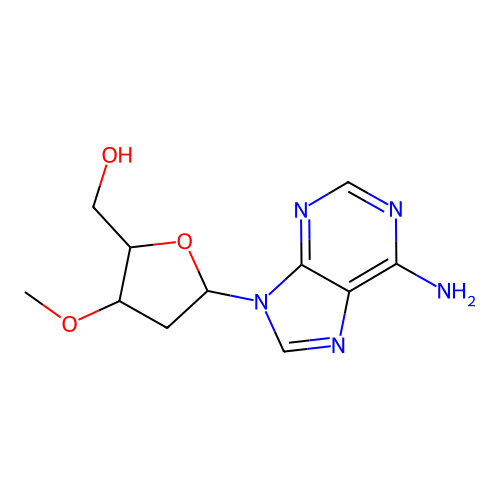 [(2R,3S,5R)-5-(6-amino-9H-purin-9-yl)-3-methoxyoxolan-2-yl]methanol structure