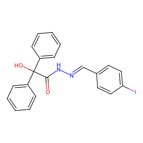 2-hydroxy-N'-[(E)-(4-iodophenyl)methylidene]-2,2-diphenylacetohydrazide structure