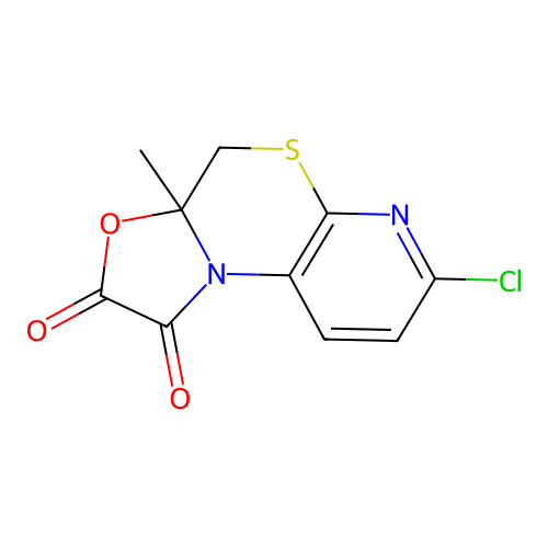 7-chloro-3a-methyl-3a,4-dihydrooxazolo[3,2-d]pyrido[2,3-b][1,4]thiazine-1,2-dione structure