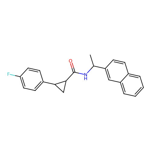 2-(4-Fluorophenyl)-N-[1-(2-naphthalenyl)ethyl]cyclopropanecarboxamide structure