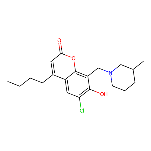 4-butyl-6-chloro-7-hydroxy-8-[(3-methylpiperidin-1-yl)methyl]-2H-chromen-2-one structure