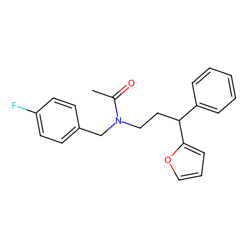 N-(4-fluorobenzyl)-N-[3-(2-furyl)-3-phenylpropyl]acetamide structure