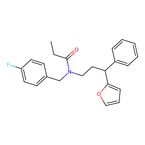 N-(4-fluorobenzyl)-N-[3-(2-furyl)-3-phenylpropyl]propanamide structure
