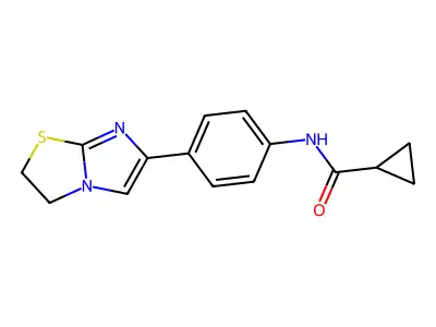 N-(4-(2,3-dihydroimidazo[2,1-b]thiazol-6-yl)phenyl)cyclopropanecarboxamide structure