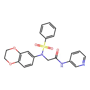 2-[benzenesulfonyl(2,3-dihydro-1,4-benzodioxin-6-yl)amino]-N-pyridin-3-ylacetamide structure