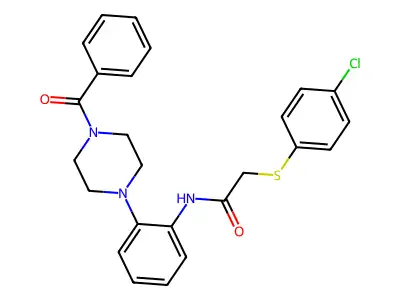 N-[2-(4-benzoylpiperazin-1-yl)phenyl]-2-(4-chlorophenyl)sulfanylacetamide structure