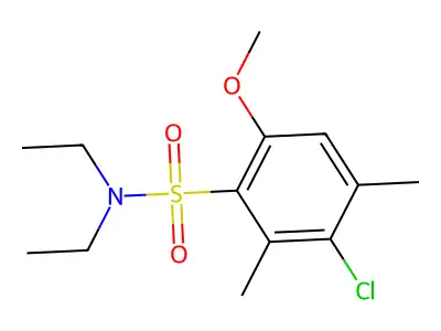 3-chloro-N,N-diethyl-6-methoxy-2,4-dimethylbenzenesulfonamide structure