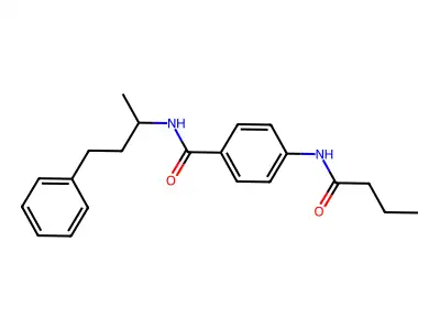4-(butanoylamino)-N-(4-phenylbutan-2-yl)benzamide structure
