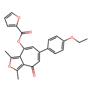 6-(4-ethoxyphenyl)-1,3-dimethyl-4-oxo-4H-cyclohepta[c]furan-8-yl furan-2-carboxylate structure