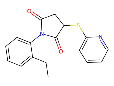 1-(2-Ethylphenyl)-3-(pyridin-2-ylsulfanyl)pyrrolidine-2,5-dione structure