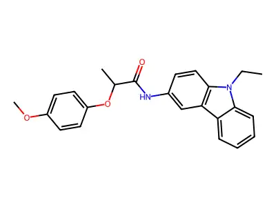 N-(9-ethyl-9H-carbazol-3-yl)-2-(4-methoxyphenoxy)propanamide structure