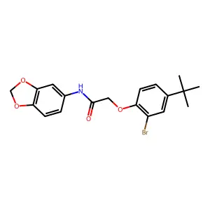N-(1,3-benzodioxol-5-yl)-2-(2-bromo-4-tert-butylphenoxy)acetamide structure