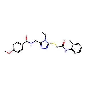 N-[[4-ethyl-5-[2-(2-methylanilino)-2-oxoethyl]sulfanyl-1,2,4-triazol-3-yl]methyl]-4-methoxybenzamide structure
