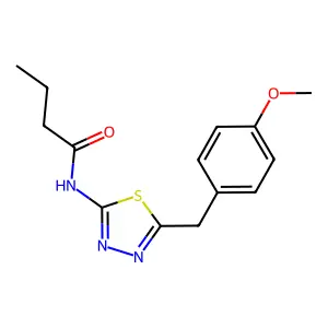 N-[5-[(4-methoxyphenyl)methyl]-1,3,4-thiadiazol-2-yl]butanamide structure