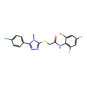 N-(2-bromo-4,6-difluorophenyl)-2-[[5-(4-chlorophenyl)-4-methyl-1,2,4-triazol-3-yl]sulfanyl]acetamide structure