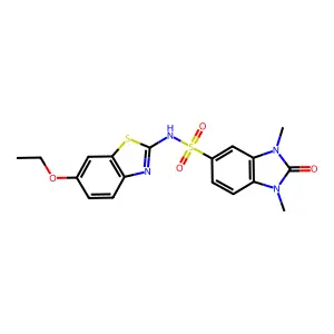 N-(6-ethoxy-1,3-benzothiazol-2-yl)-1,3-dimethyl-2-oxo-5-benzimidazolesulfonamide structure
