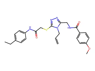 N-[[5-[2-(4-ethylanilino)-2-oxoethyl]sulfanyl-4-prop-2-enyl-1,2,4-triazol-3-yl]methyl]-4-methoxybenzamide structure