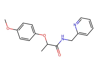2-(4-methoxyphenoxy)-N-(pyridin-2-ylmethyl)propanamide structure