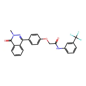 2-[4-(3-methyl-4-oxophthalazin-1-yl)phenoxy]-N-[3-(trifluoromethyl)phenyl]acetamide structure